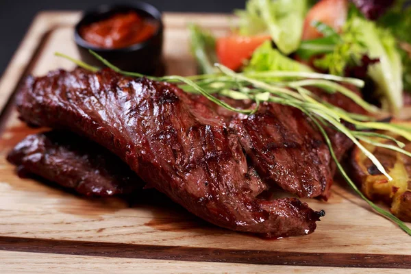 Skirt steak, grill and barbeque restaurant menu — Stock Photo, Image