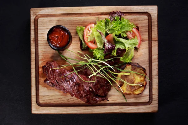 Skirt steak, grill and barbeque restaurant menu — Stock Photo, Image