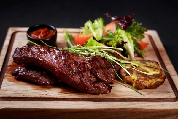 Skirt steak, grill and barbeque restaurant menu — Stock Photo, Image