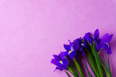 Mor süsen buket ile bahar çiçek kompozisyon