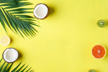 egzotik meyveler, tatil ile yaz kompozisyon