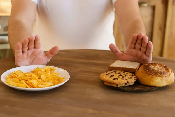 fat man refuse to eat carbs and junk food, diet