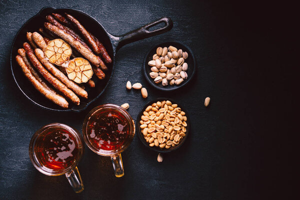 beer and  grilled sausages. bar, pub, oktoberfest 