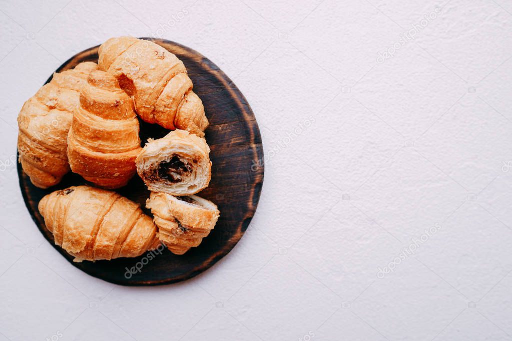 chocolate filled croissants. culinary background