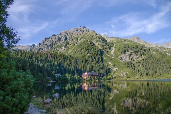 Popradské Jezero Národním Parku Vysoké Tatry Slovensko Stock Obrázky