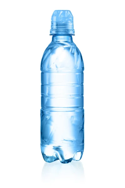 Leere Plastikflasche Mit Wasser Isoliert Auf Weißem Hintergrund — Stockfoto