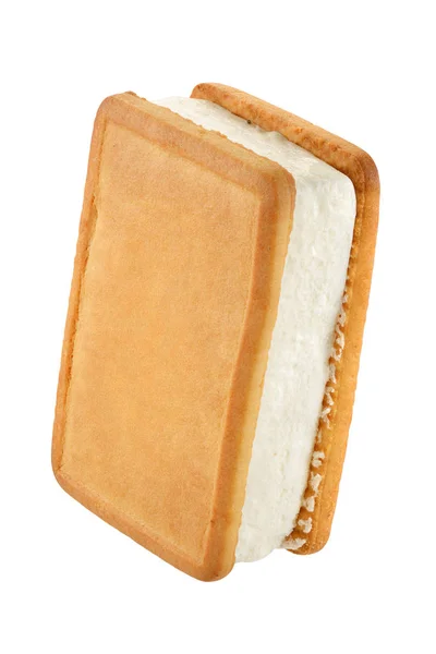 Ice Cream Sandwich Plików Cookie Białym Tle Ścieżki Przycinające — Zdjęcie stockowe