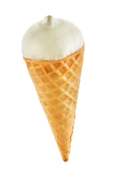 Kırpma Yolu Ile Beyaz Arka Plan Üzerinde Izole Vanilyalı Dondurma — Stok fotoğraf