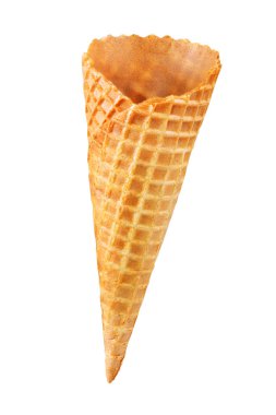 Boş gofret koni izole kırpma yolu ile beyaz arka plan üzerinde dondurma için