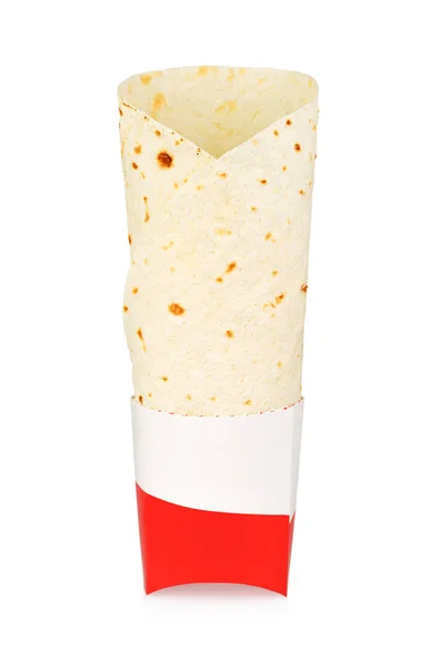 Sandwich Avvolgente Vuoto Scatola Cartone Asporto Isolato Sfondo Bianco Con — Foto Stock