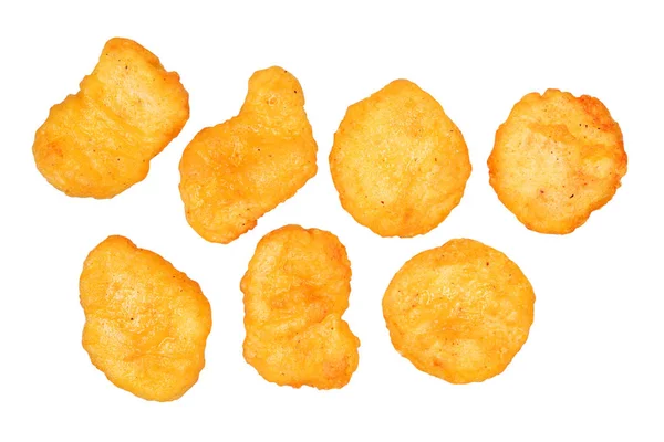 Smażone Chicken Nuggets Białym Tle Białym Tle Ścieżką Przycinającą — Zdjęcie stockowe