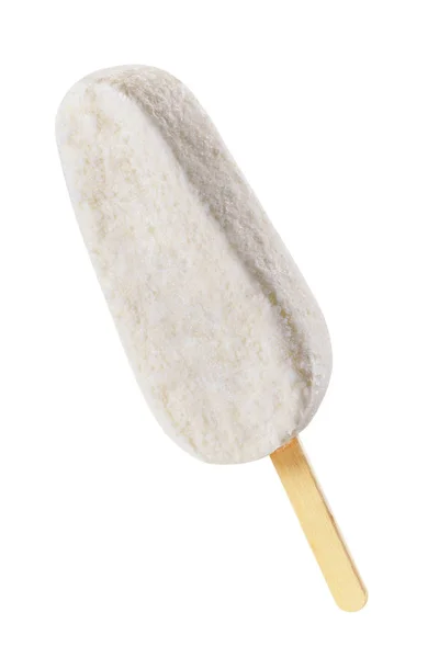 Vit Klassisk Vaniljglass Popsicle Isolerad Vit Bakgrund — Stockfoto