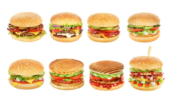Fast food restoran hamburger izole üzerinde beyaz arka plan belirleme