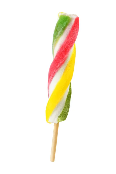 Twisted Žluté Zelené Červené Popsicle Izolovaných Bílém Pozadí Ořezovou Cestou — Stock fotografie
