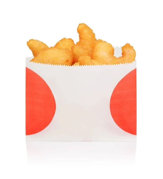 French Fries Red Paper Take Out Box Isolated White Background — Stock Photo, Image