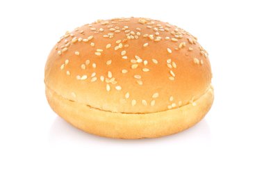 Hamburger ekmeği ya da topuz Beyaz arka plan üzerinde izole bir şey olmadan