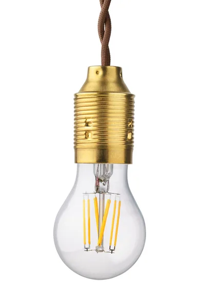 Ampoule Moderne Incandescence Led Transparente Avec Douille Lumineuse Laiton Isolée — Photo