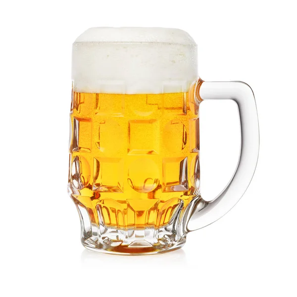 Pohár Čerstvého Piva Pěnou Izolovaných Bílém Pozadí — Stock fotografie