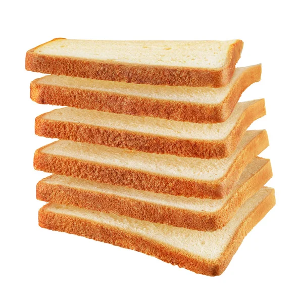 Vliegende Geroosterd Brood Geïsoleerd Een Witte Achtergrond Met Uitknippad — Stockfoto