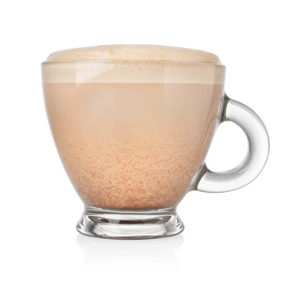 Hot Chocolate Cocoa Transparent Cup Isolated White Background — Stock Photo, Image