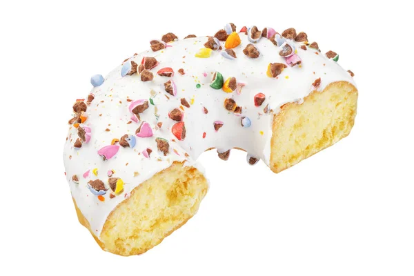 Kırık Çikolatalı Çörek Yarısı Beyaz Arka Plan Üzerinde Izole Sprinkles — Stok fotoğraf