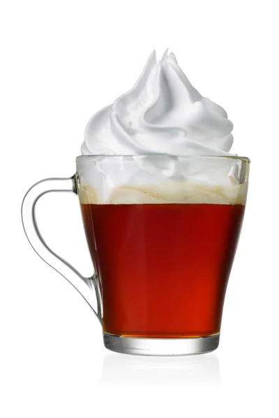 咖啡维也纳或 Con Panna 与浓咖啡和奶油在白色隔离 — 图库照片