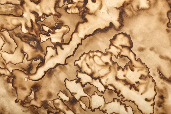 Grunge Kağıt Kahverengi Kahve Lekelerini Damlacıkları Ile Kirli Arka Plan — Stok fotoğraf
