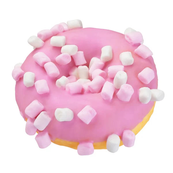 Pink Donut Marshmallow Sprinkles Isolated White Background — Stock Photo, Image