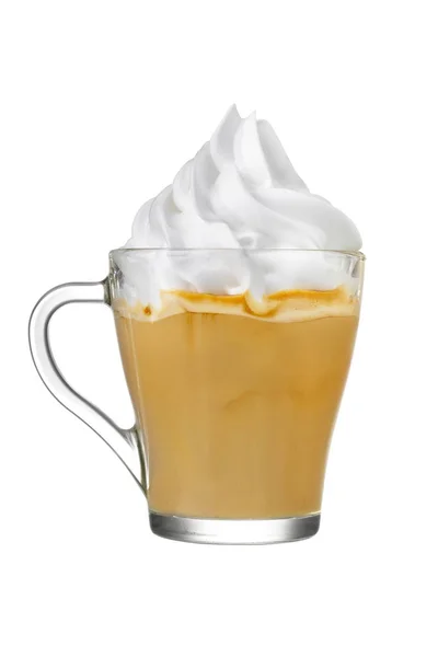 咖啡维也纳或 Con Panna 与浓咖啡和奶油在白色隔离 — 图库照片