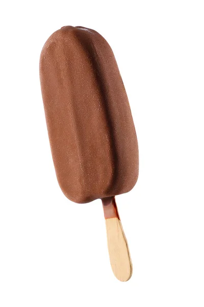チョコレート ウェット ポップシクル クリッピング パスと白い背景で隔離のアイスクリーム — ストック写真