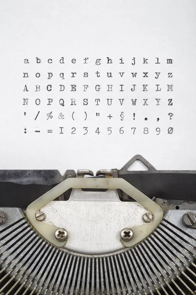 Oude Schrijfmachine Letters Tekenset Type Bar Boekdruk Macro Close Shot — Stockfoto