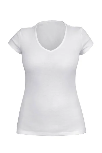Shirt Pescoço Branco Vazio Para Mulher Com Técnica Manequim Invisível — Fotografia de Stock