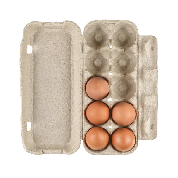 Caja de cartón de huevo aislada — Foto de Stock