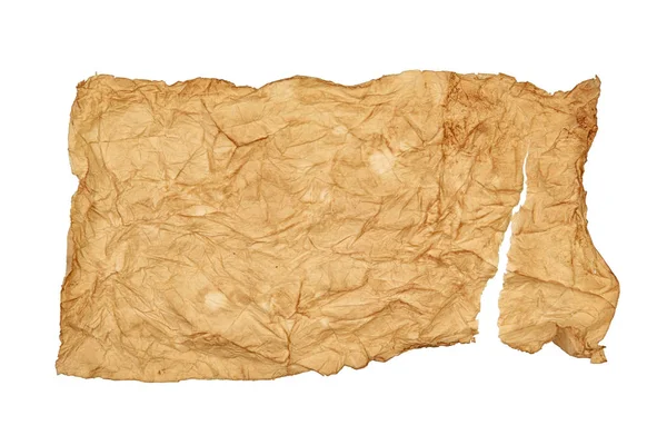 Brun skrynklig papper isolerad — Stockfoto
