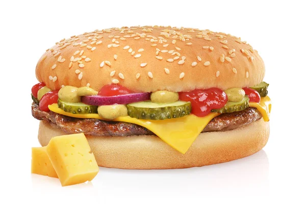 Cheeseburger classique isolé sur blanc — Photo
