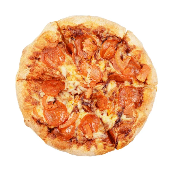 Pepperoni pizza izolované na bílém — Stock fotografie