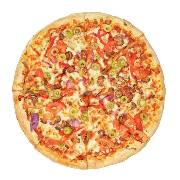 Pizza-Draufsicht isoliert — Stockfoto