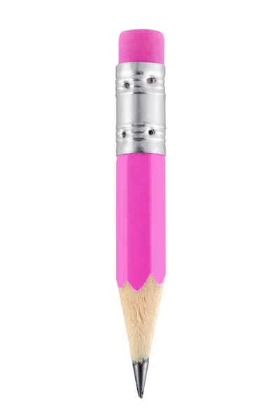 Kis rózsaszín ceruza a radír elszigetelt — Stock Fotó
