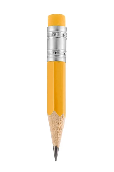 Small yellow pencil with eraser isolated — Stock Photo, Image