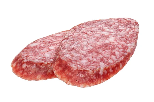 Tranche de saucisse salami isolée — Photo