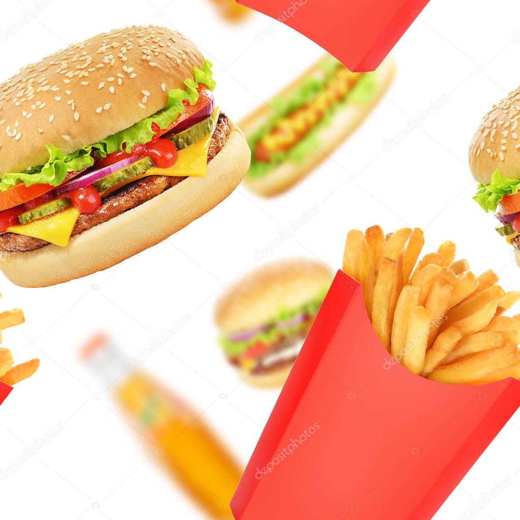 Fast food seamless texture or pattern