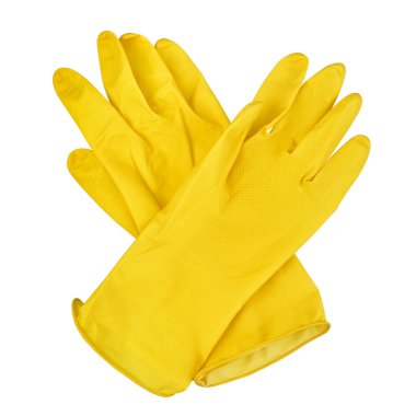 beyaz izole sarı plastik eldiven