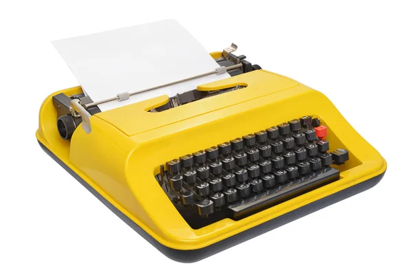 Yellow typewriter isolated on white background — Stock Photo, Image