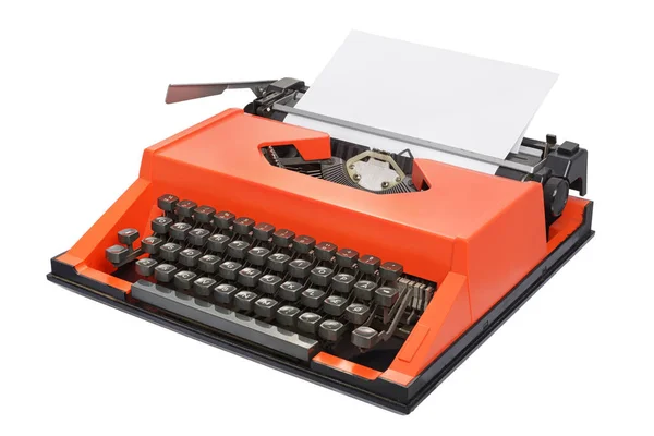 Rode schrijfmachine geïsoleerd op witte achtergrond — Stockfoto