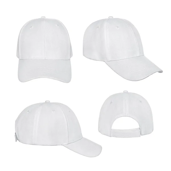 Biała czapka baseballowa 4 widok izolowany — Zdjęcie stockowe