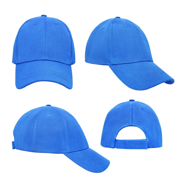 Μπλε καπέλο του μπέιζμπολ 4 θέα απομονωμένη — Φωτογραφία Αρχείου