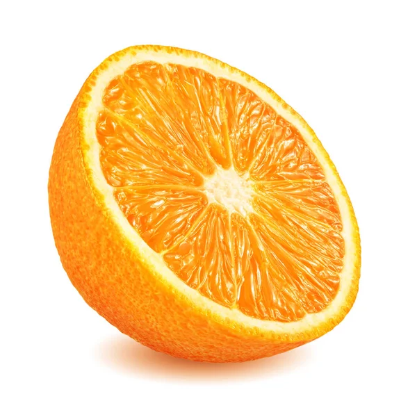 オレンジ色の白い背景で隔離の半分 — ストック写真