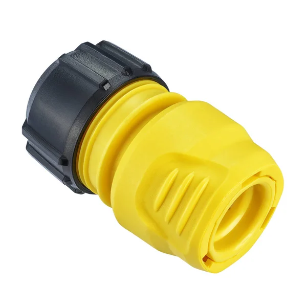 Yellow quick connect hose fitting isolated — Stock Photo, Image
