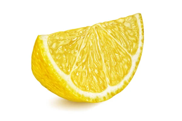 Fetta di limone giallo isolata su fondo bianco — Foto Stock