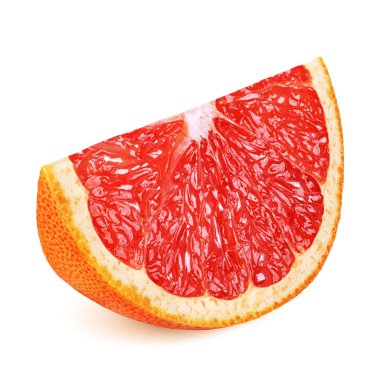 Beyaz arkaplanda izole edilmiş greyfurt dilimi